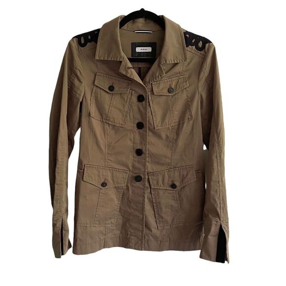 RIANI Cotton Military Army Jacket Green Black 2 - Picture 4 of 8